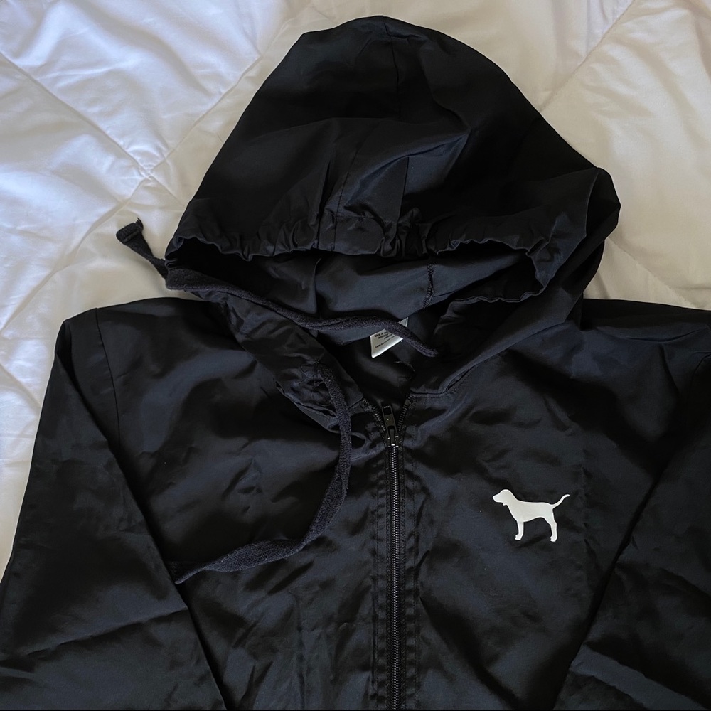 Victoria Secret PINK Black Windbreaker QuarterZip